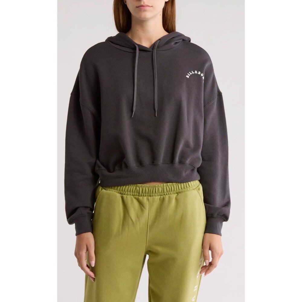 Billabong Lazy Daze Cropped Hoodie Sweatshirt Gray Women's Size S